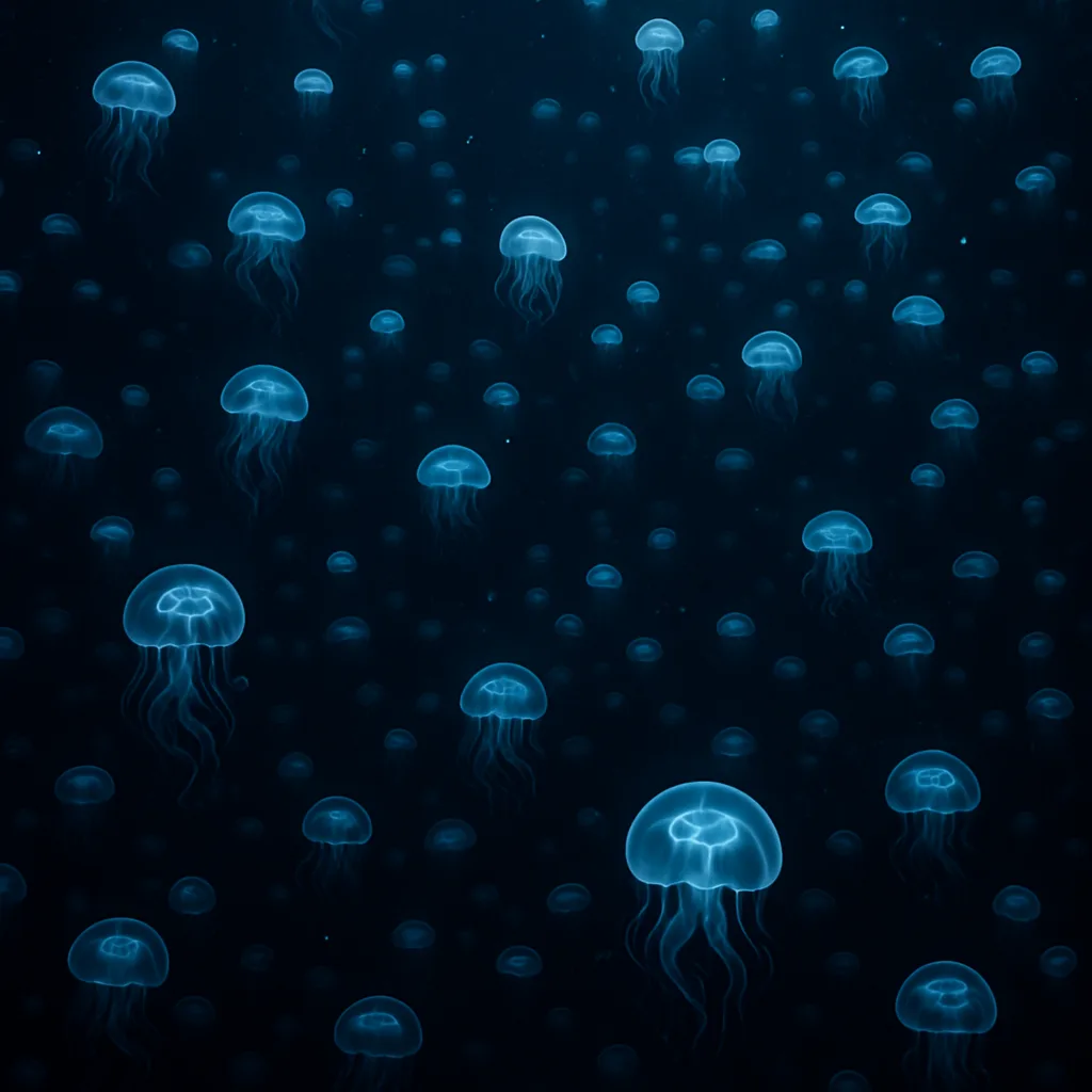 Thousands of Glowing Jellyfish Drift Through a Vast