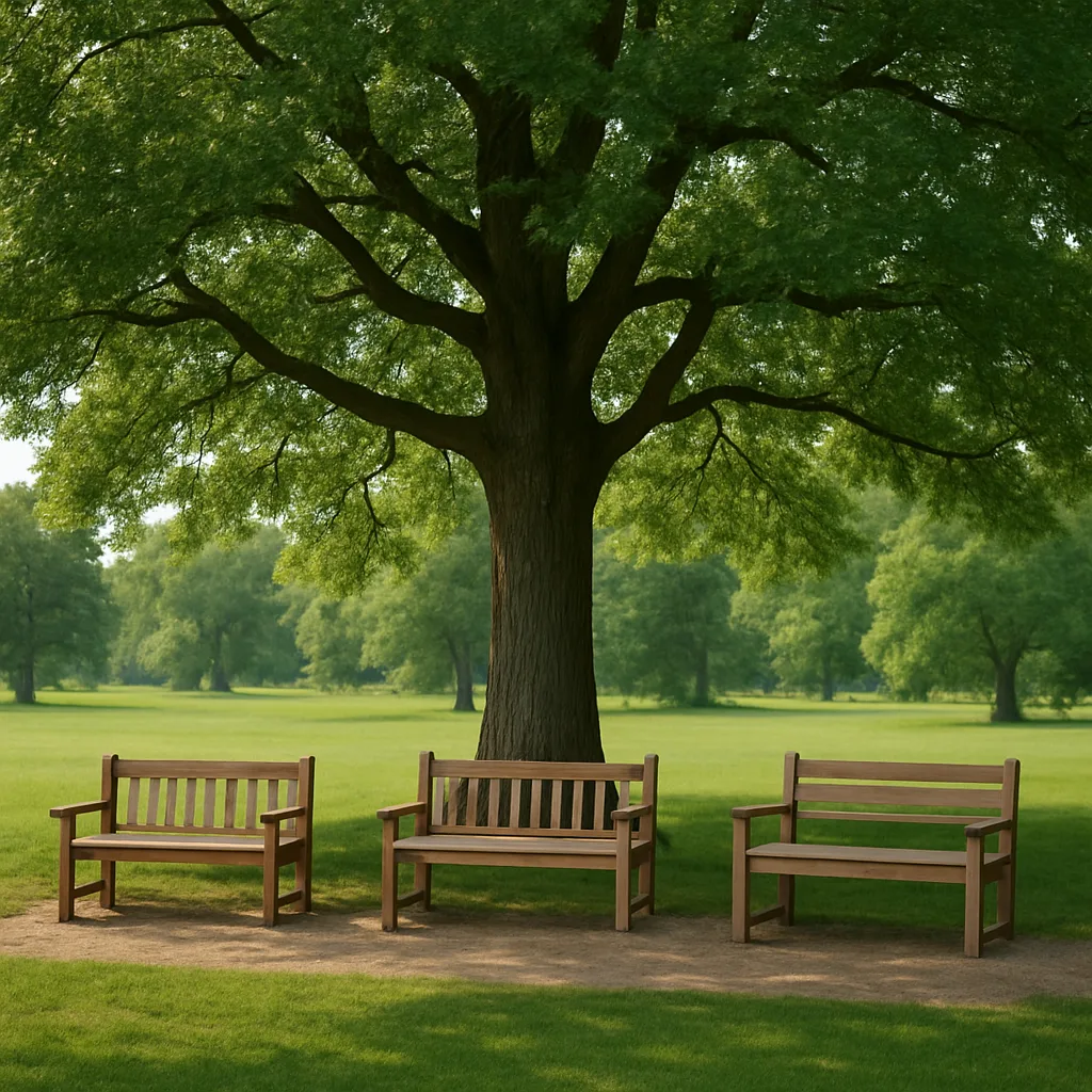 Three Wooden Benches