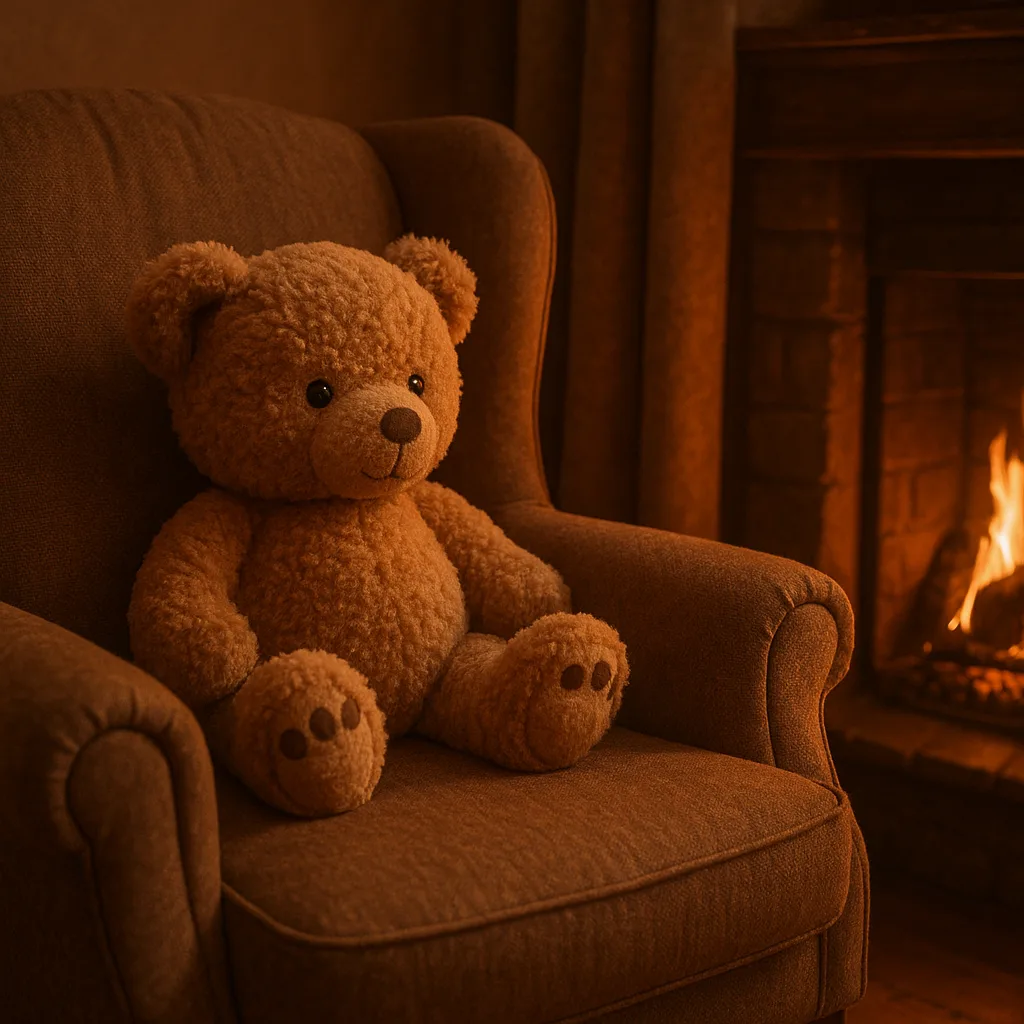 Brown Teddy Bear Seated on a Comfortable Chair