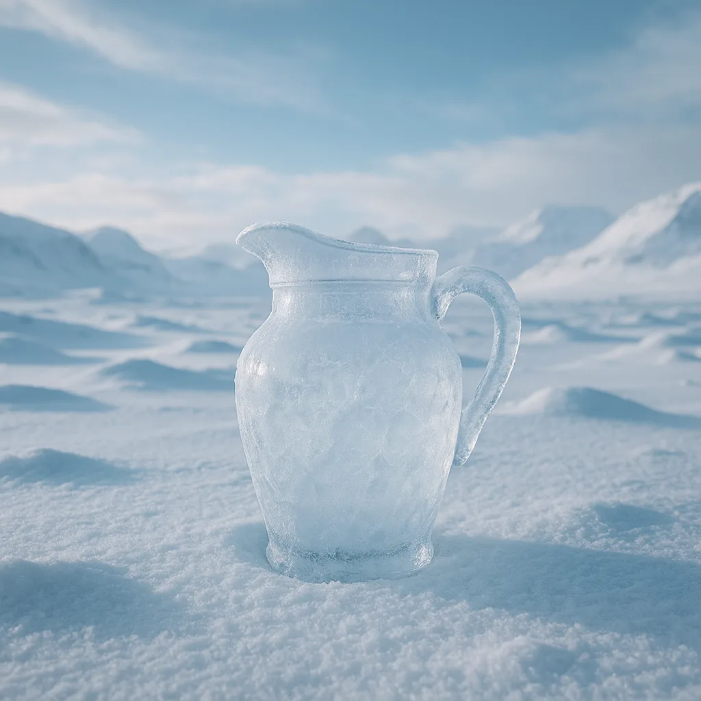 Frozen Jug of Water Turned Entirely to Ice