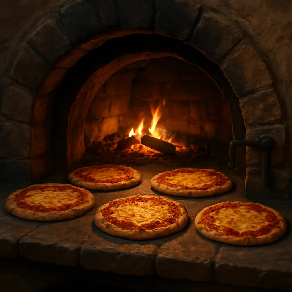 Inside a Rustic Stone Oven Filled with Glowing Embers