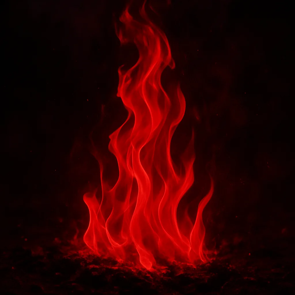 Blazing Flame Radiating Intense Ruby Red or Vibrant Scarlet Tones