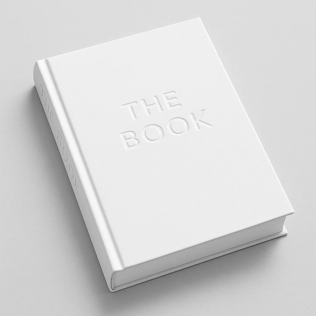Minimalist White Book with Embossed Text on the Cover