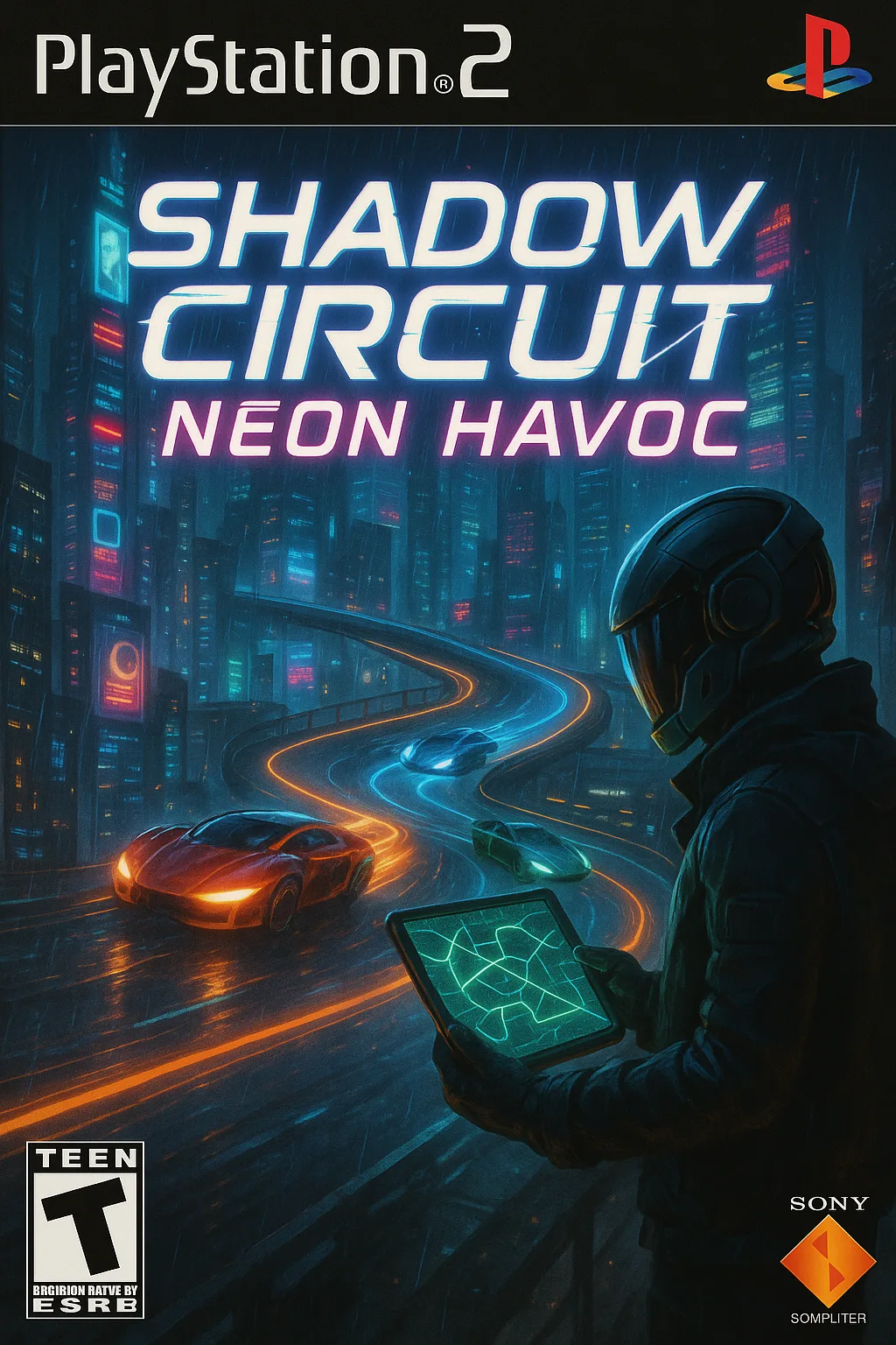 PS2 Game Case Design for "Shadow Circuit