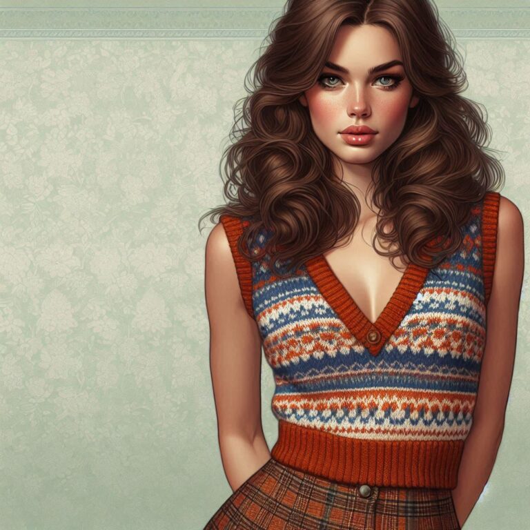 Retro Digital Painting of Young Woman