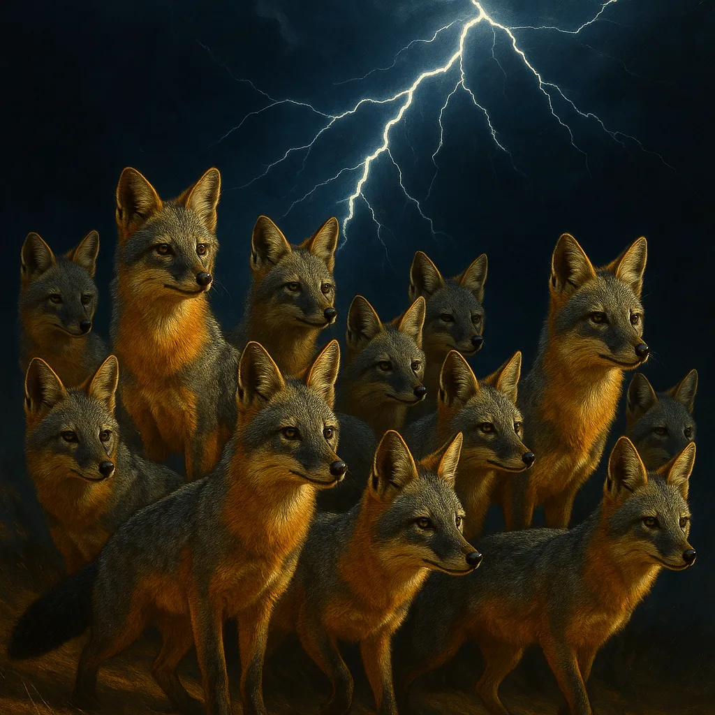 Skulk of Approximately Eleven Grey Foxes