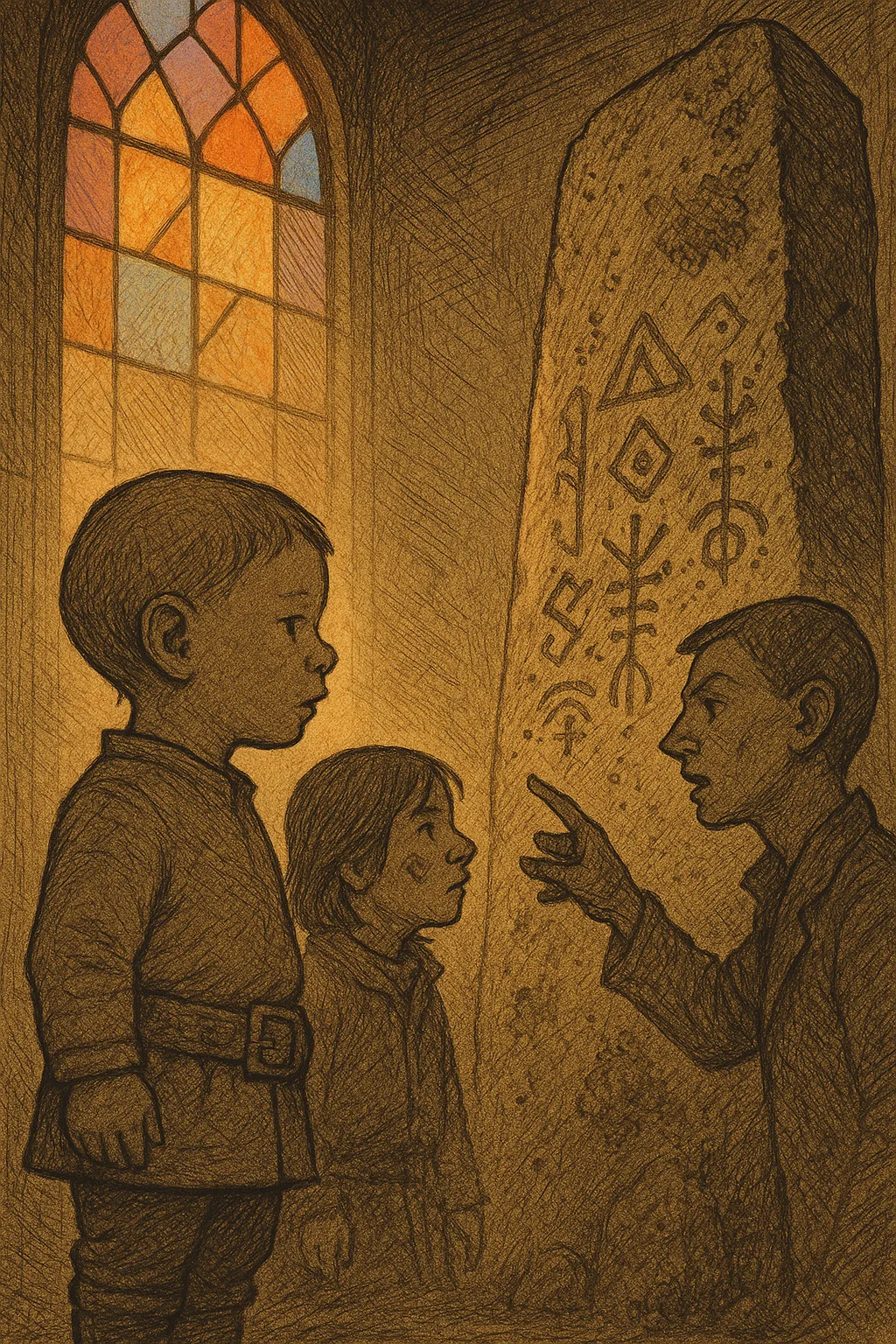 Colored Light from a Large Stained-glass Window Creating a Backlit