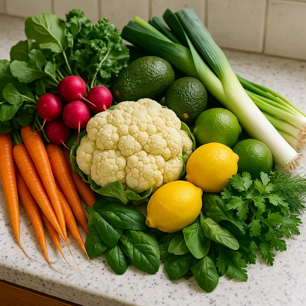 Colorful Assortment of Fresh Vegetables and Fruits