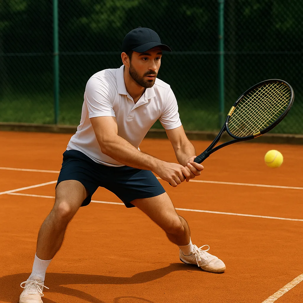 Man Playing Tennis on a Clay Court