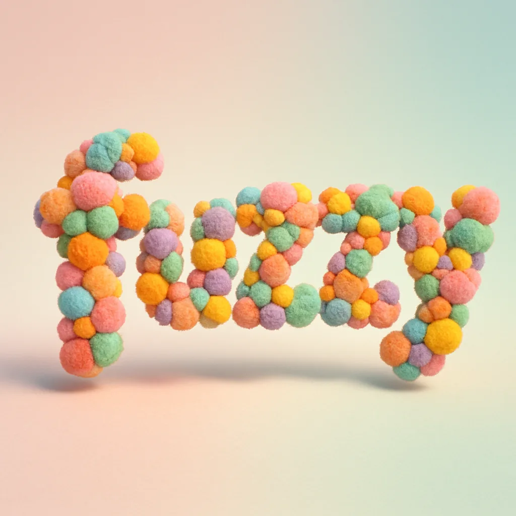 Vibrant and Imaginative 3D Depiction of the Word "fuzzy,"