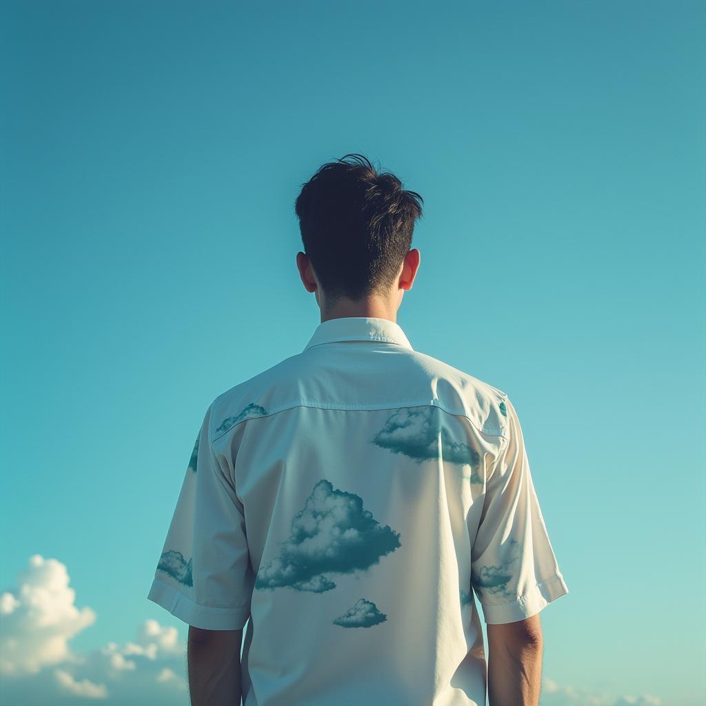 Cloud Motif Shirt Under Azure Skies
