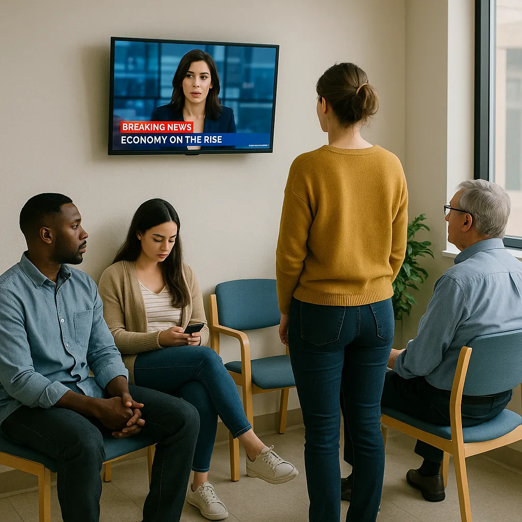 Well-lit Waiting Room with People