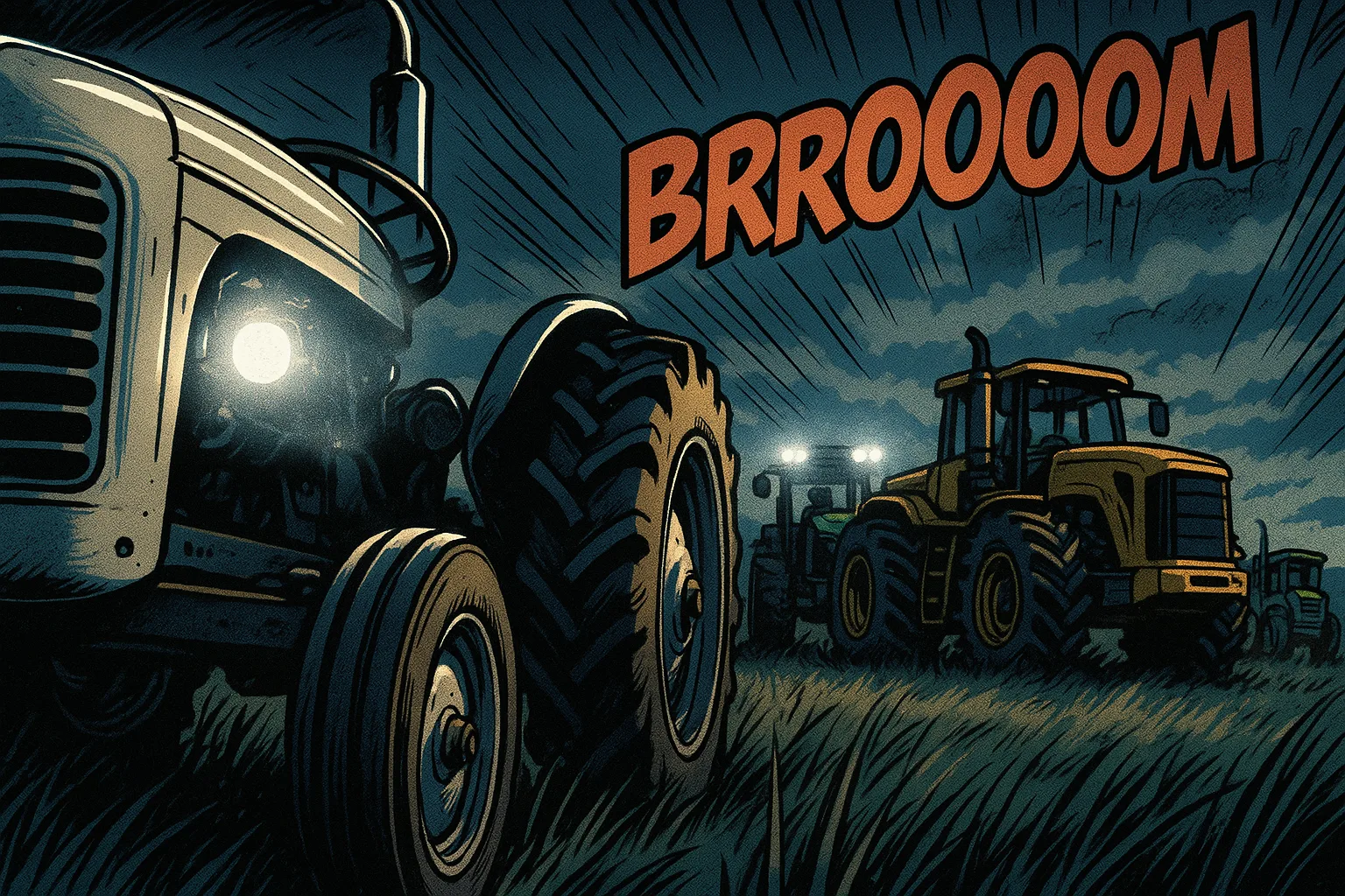 Vintage Cream Tractor in Classic Tricycle Configuration Commands Attention