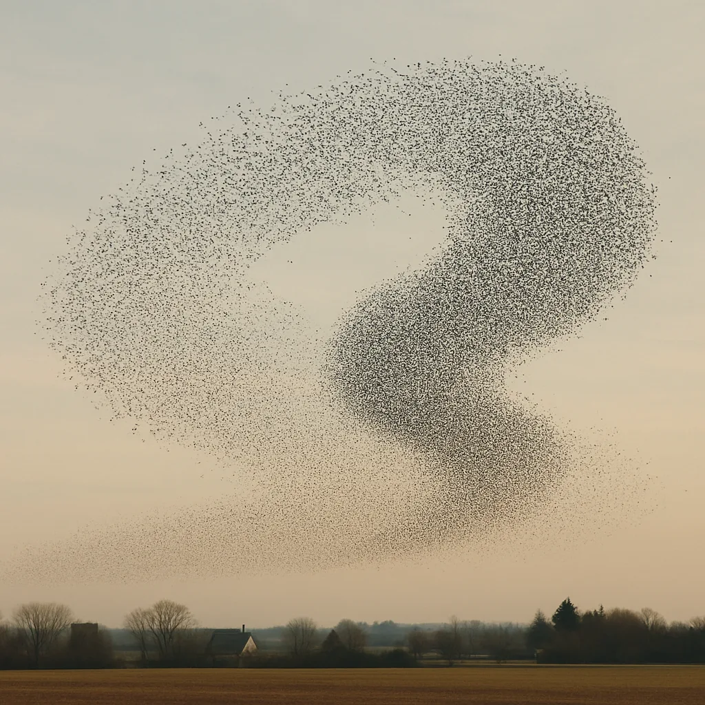 Vast Flock of Countless Starlings Creates Mesmerizing