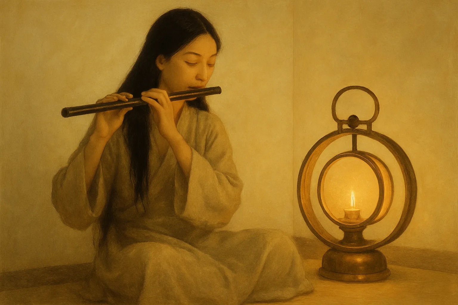 Quiet Melody of a Flute Drifts Gently Through the Air