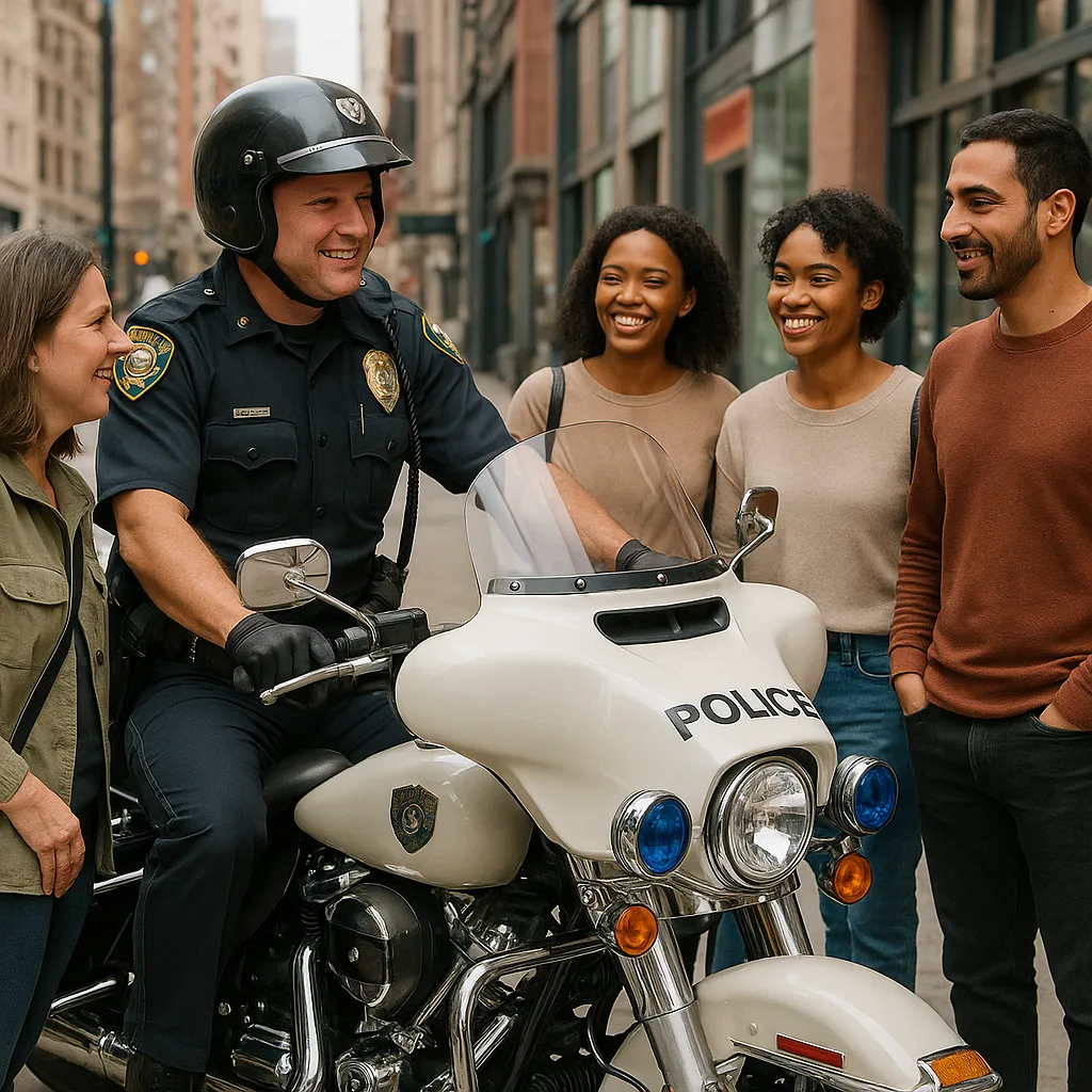 Police Officer Sits on a Motorcycle