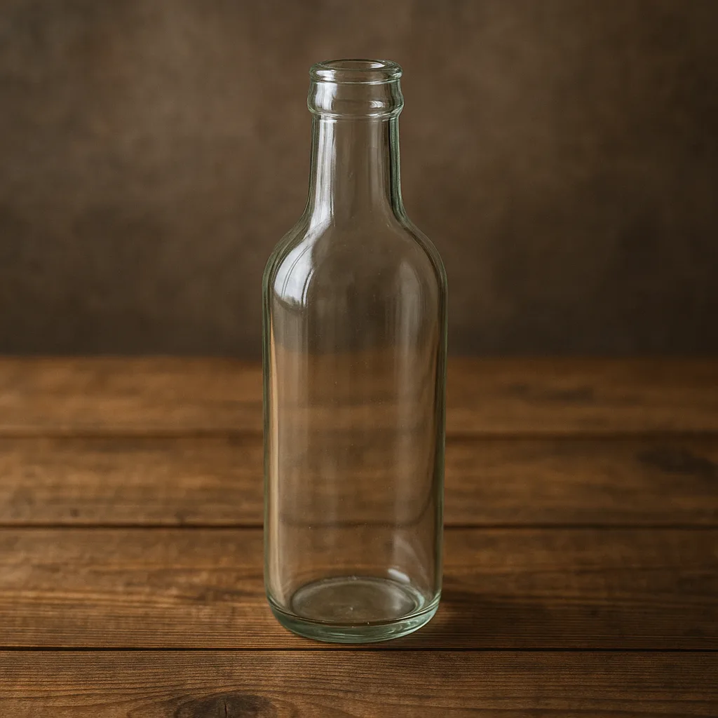 Transparent Bottle Placed on a Tabletop Made of Wood
