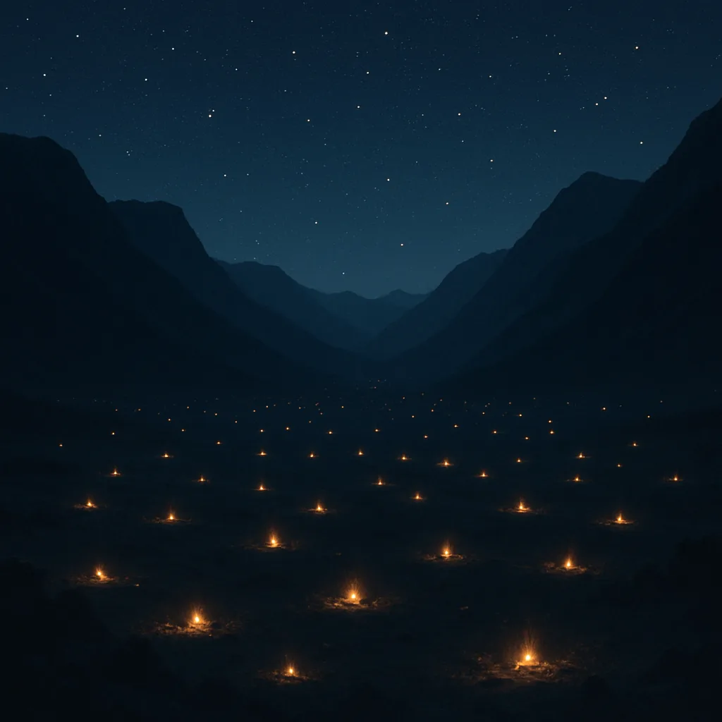 Many Distant Campfires Twinkle Like Fallen Stars