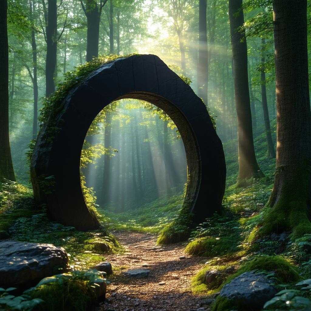 Sunbeams Crowning a Black Forest Portal