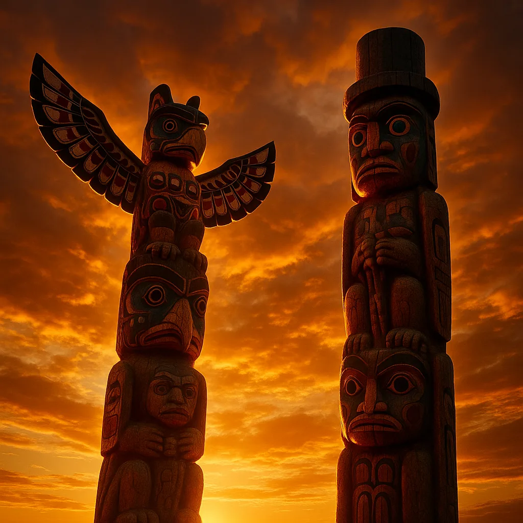 Two Diverse Totem Poles