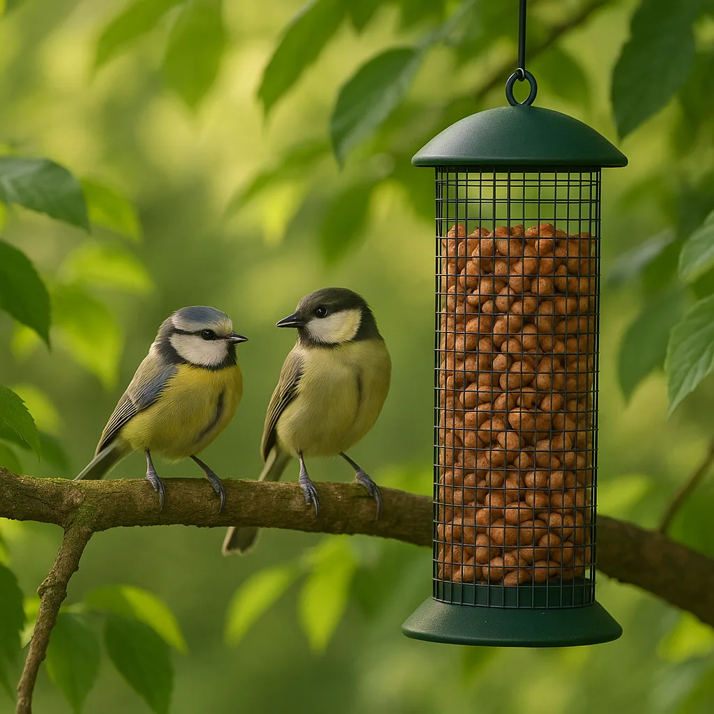 Two Small Birds Perched on a Tree Branch