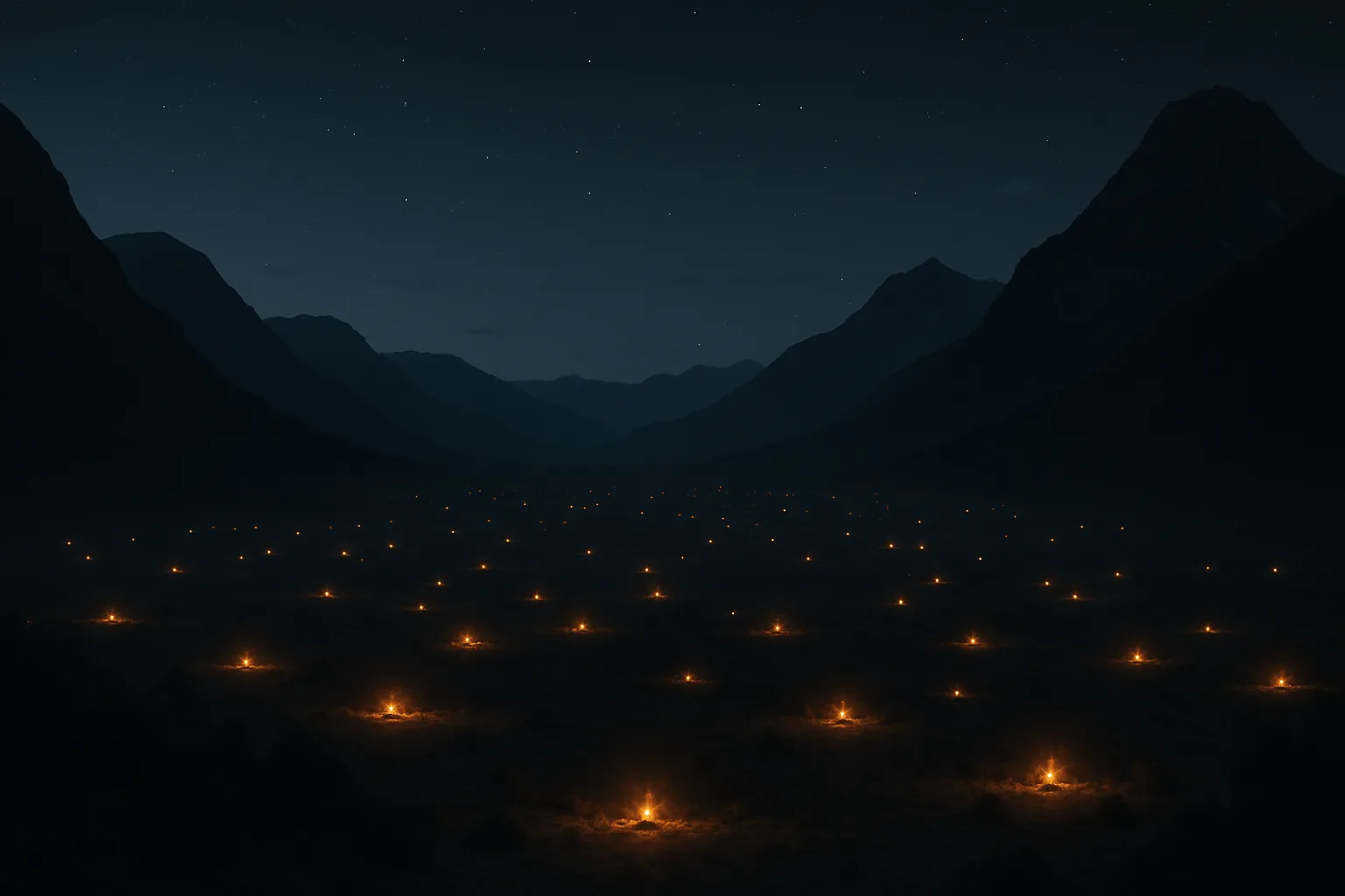 Numerous Distant Campfires Flicker Like Scattered Stars