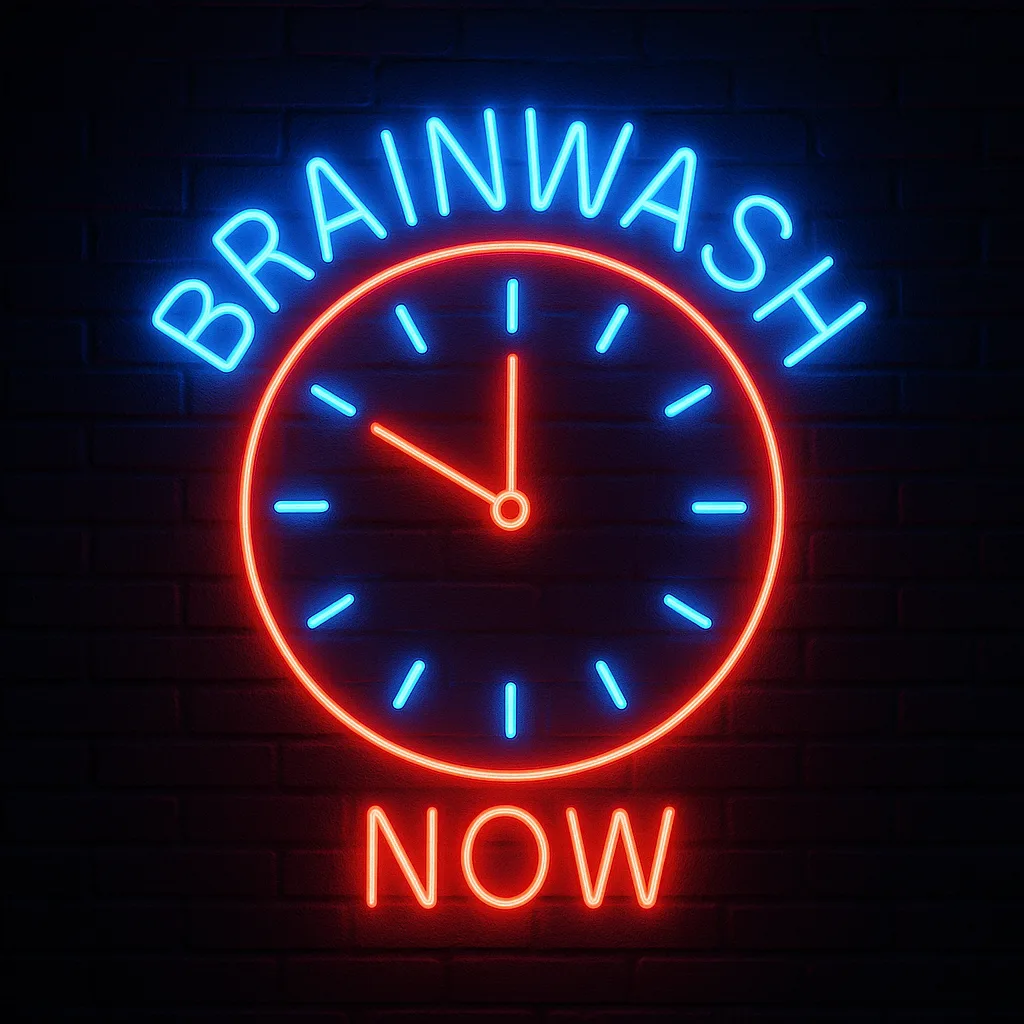Neon Sign Featuring a Clock