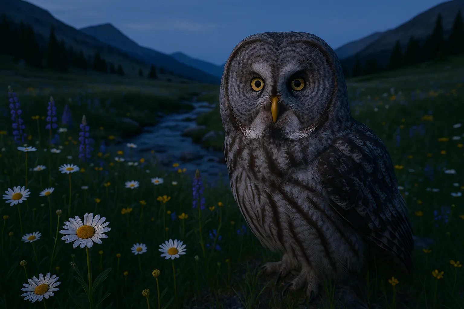 Single Great Grey Owl