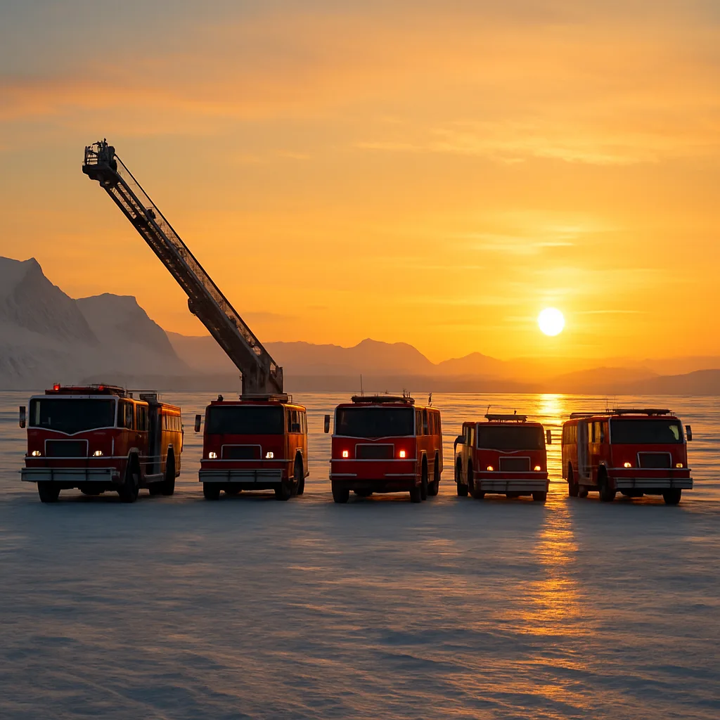 Five Varied Fire Engines Break Symmetry Across a Flat