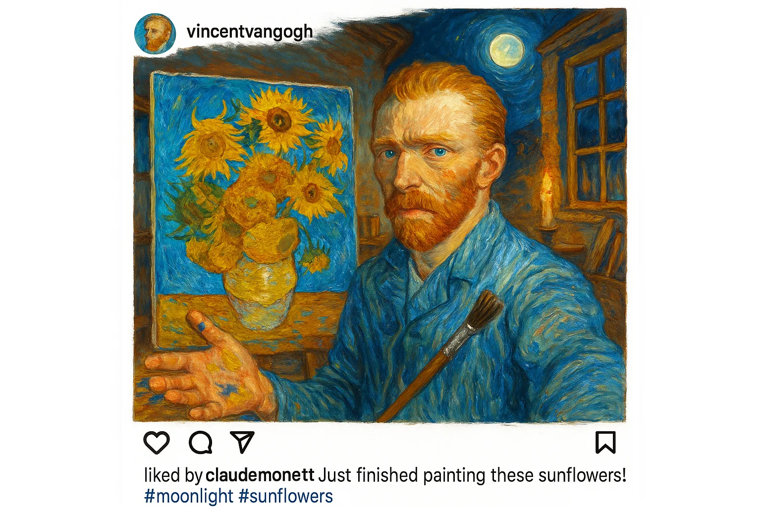 Imagine an Animated Instagram Post by Vincent Van Gogh