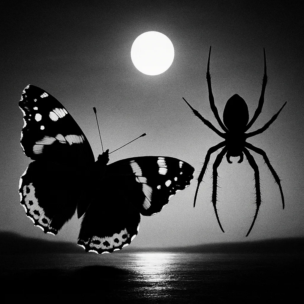 Admiral and a Barn Spider