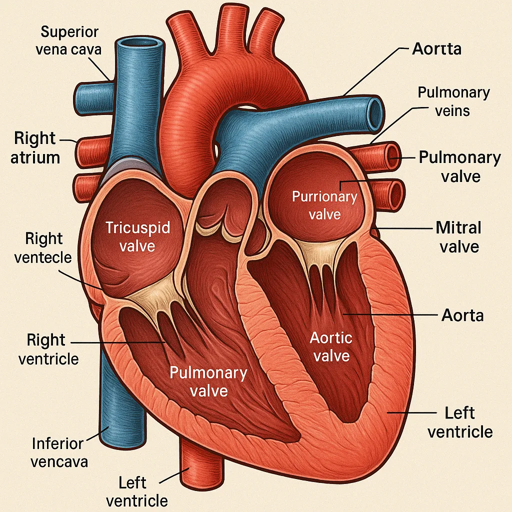 Detailed Cross-sectional Depiction of the Human Heart
