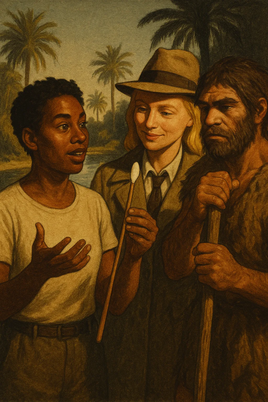Androgynous Humanitarian with Brown Caramel Skin Expressively Gestures