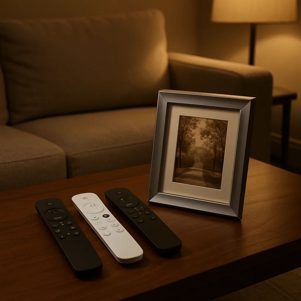 On a Sleek Dark Walnut Coffee Table