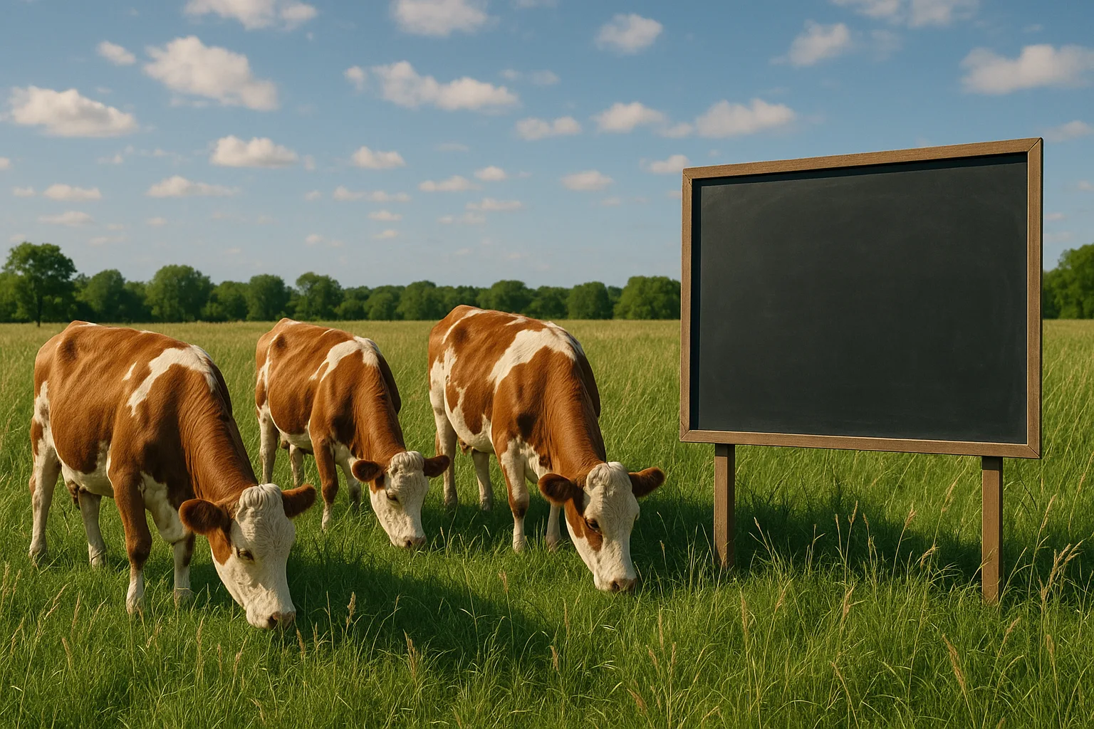 Three Cows with Brown-and-white-speckled Coats Graze Slowly