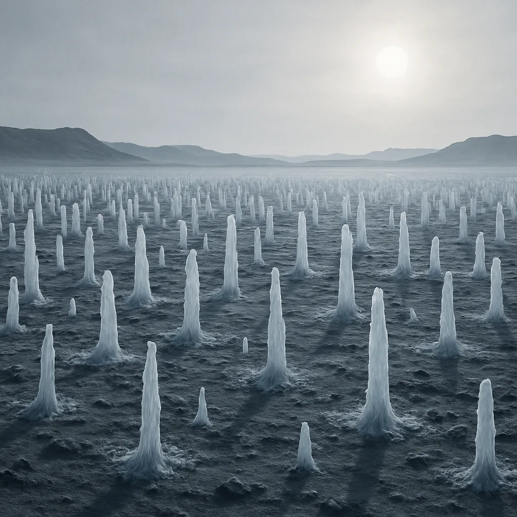 Thousands of Slender Ice Pillars