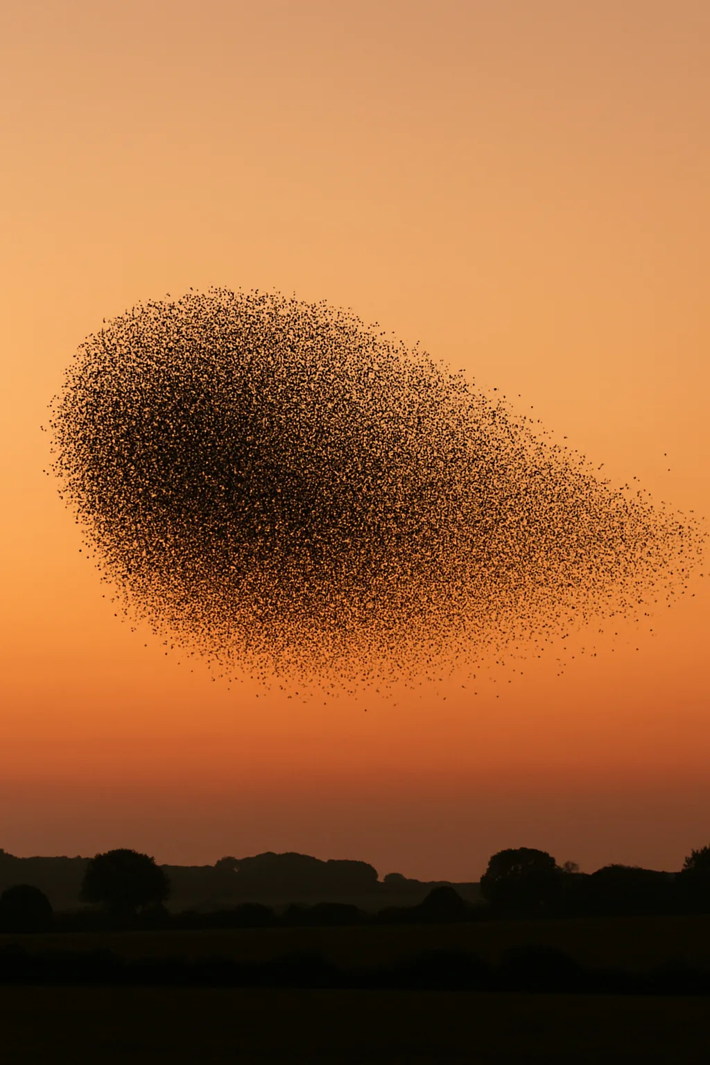 Vast Flock of Countless Starlings Performs an Intricate Aerial Ballet