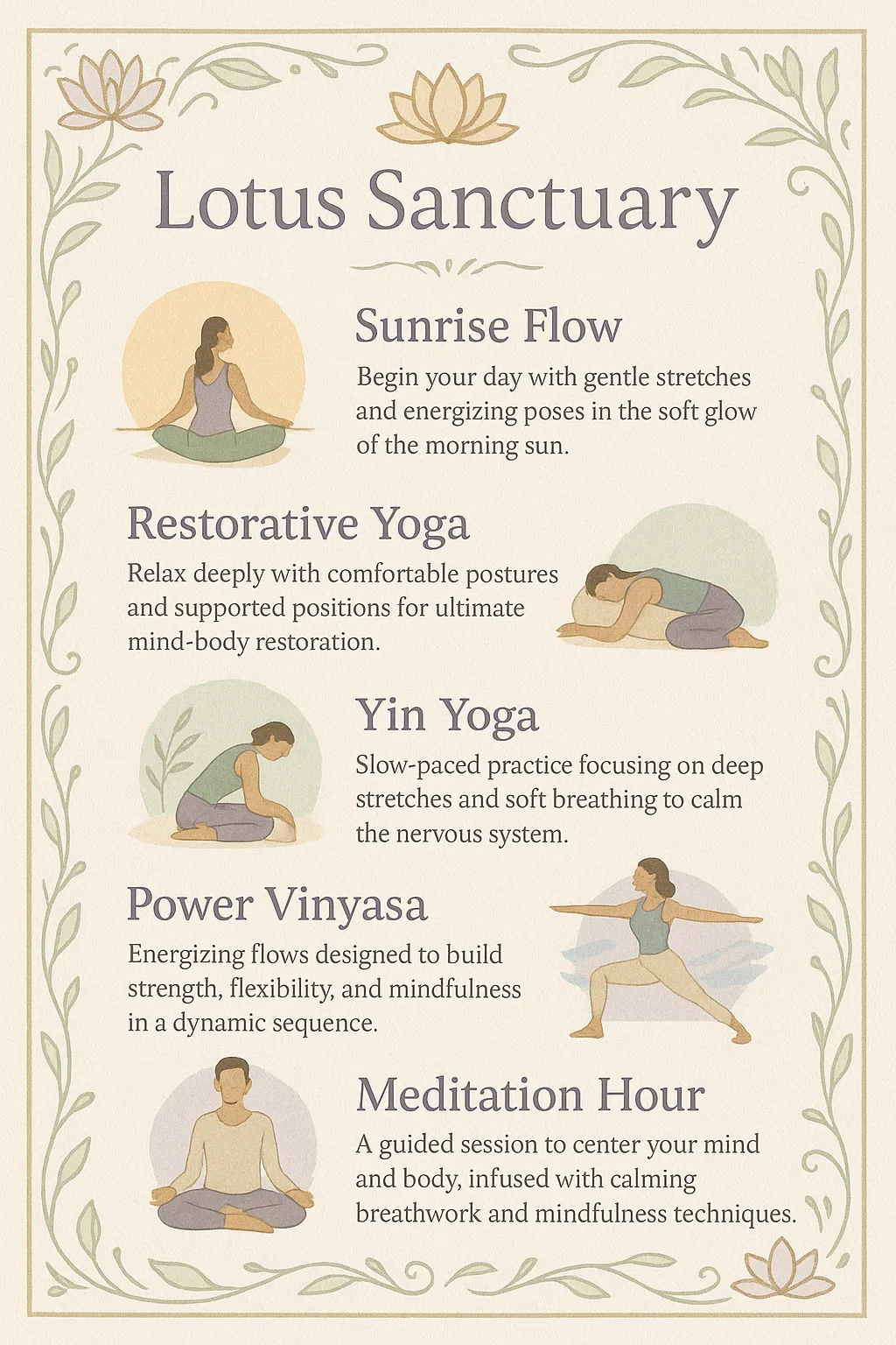 Polished and Visually Pleasing One-page Flyer for a Yoga Studio