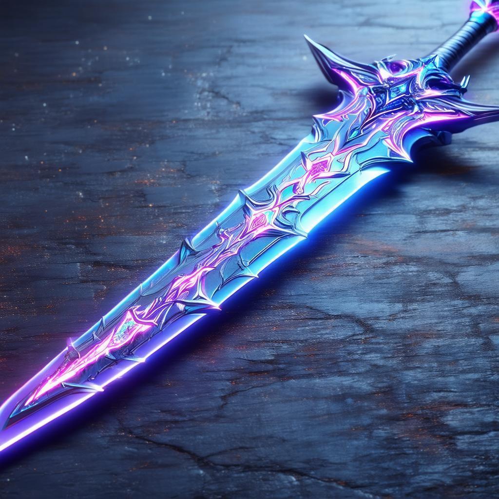 Futuristic Sword With Glowing Etched Blade