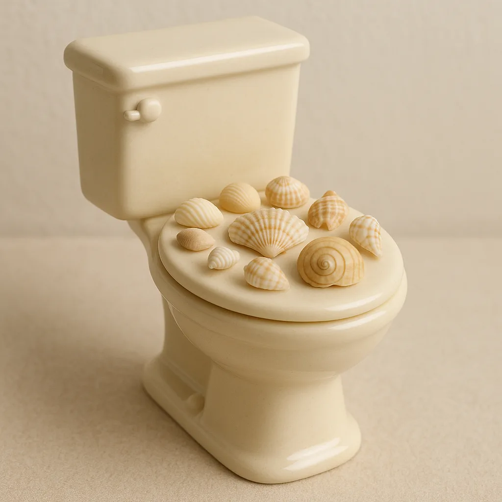 Ivory-hued Compact Toilet Featuring a Lid