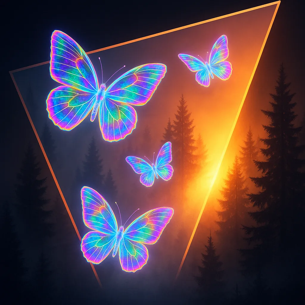 Four Varied Neon Holographic Sulphur Butterflies Emerge