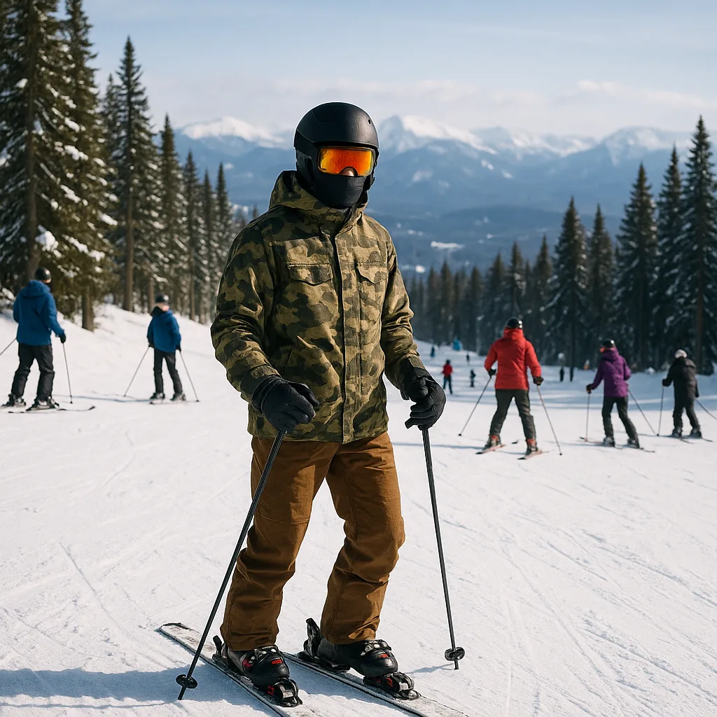 Skier in a Camouflage Jacket