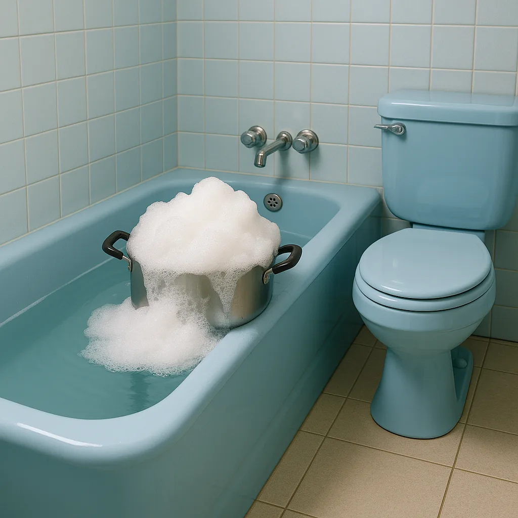 Blue Bathtub Filled with Water