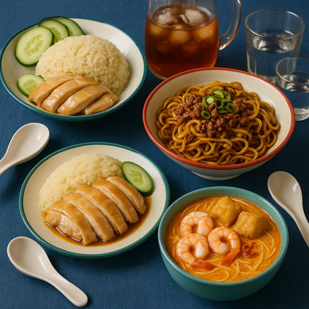 Dining Table Features a Variety of Singaporean Specialties