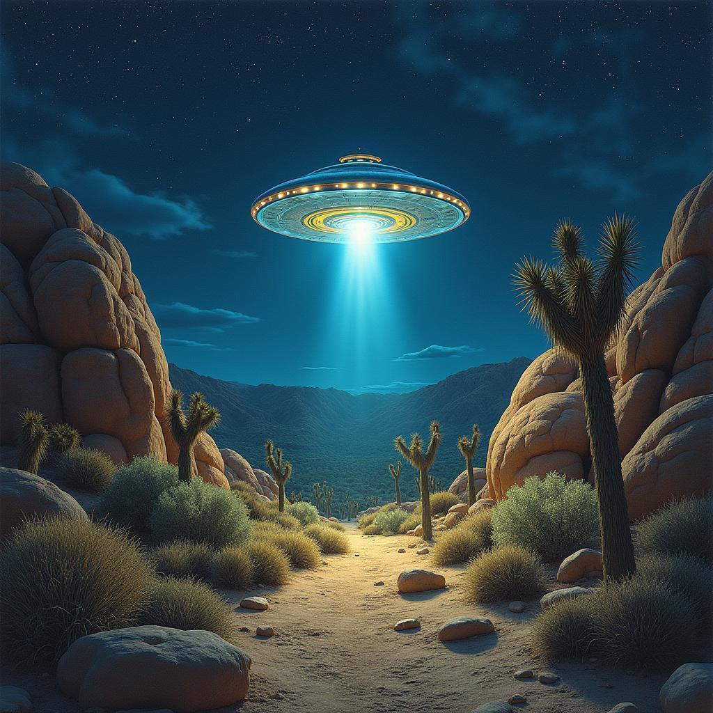 Fresco UFO Glowing Over Joshua Tree