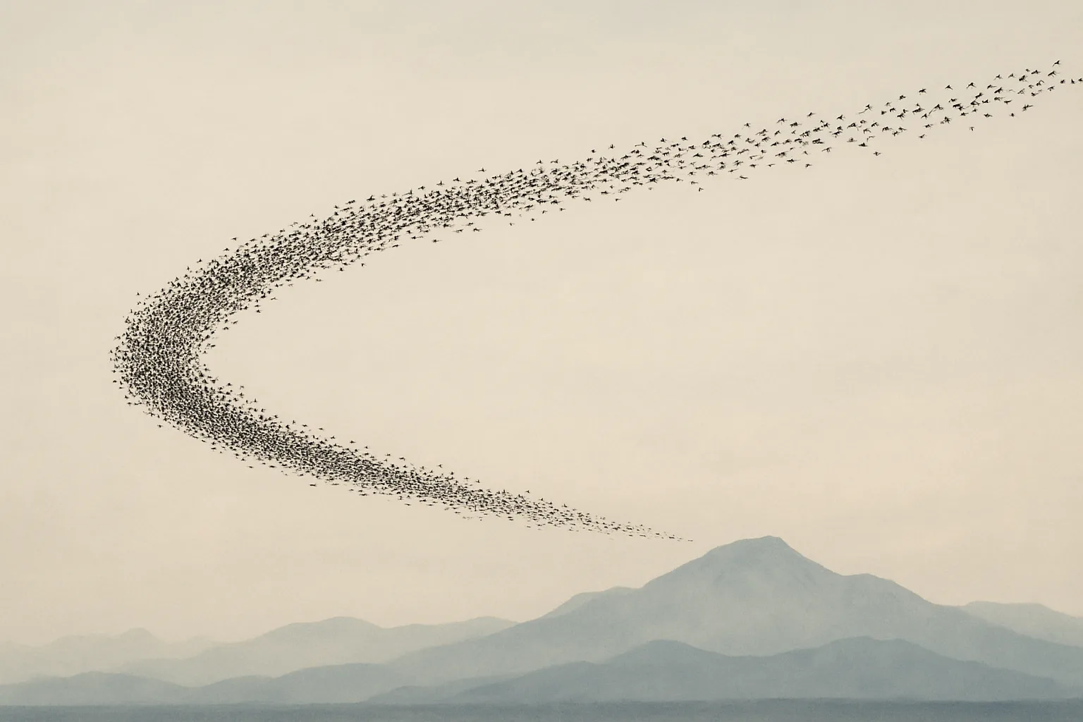 Vast Flock of Migratory Birds Forms