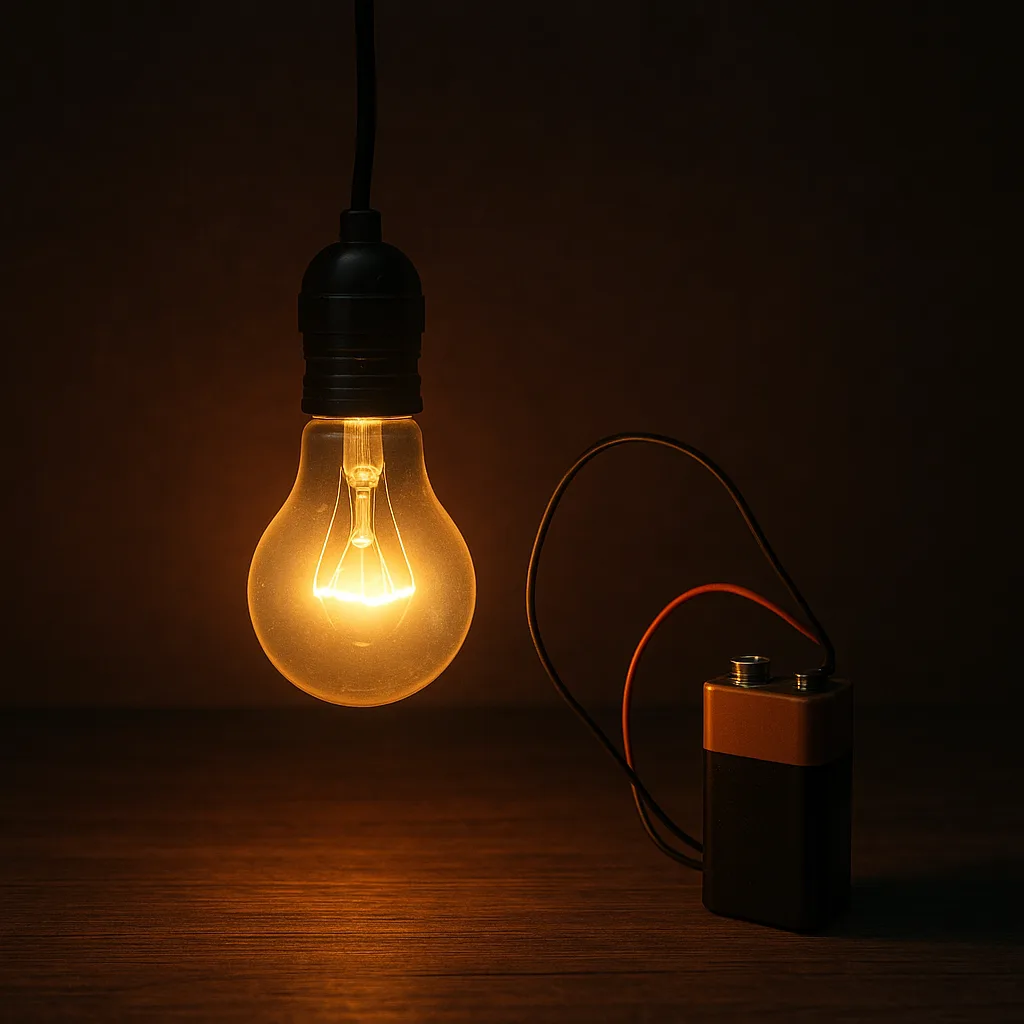 Radiant Lightbulb Suspended from a Cord