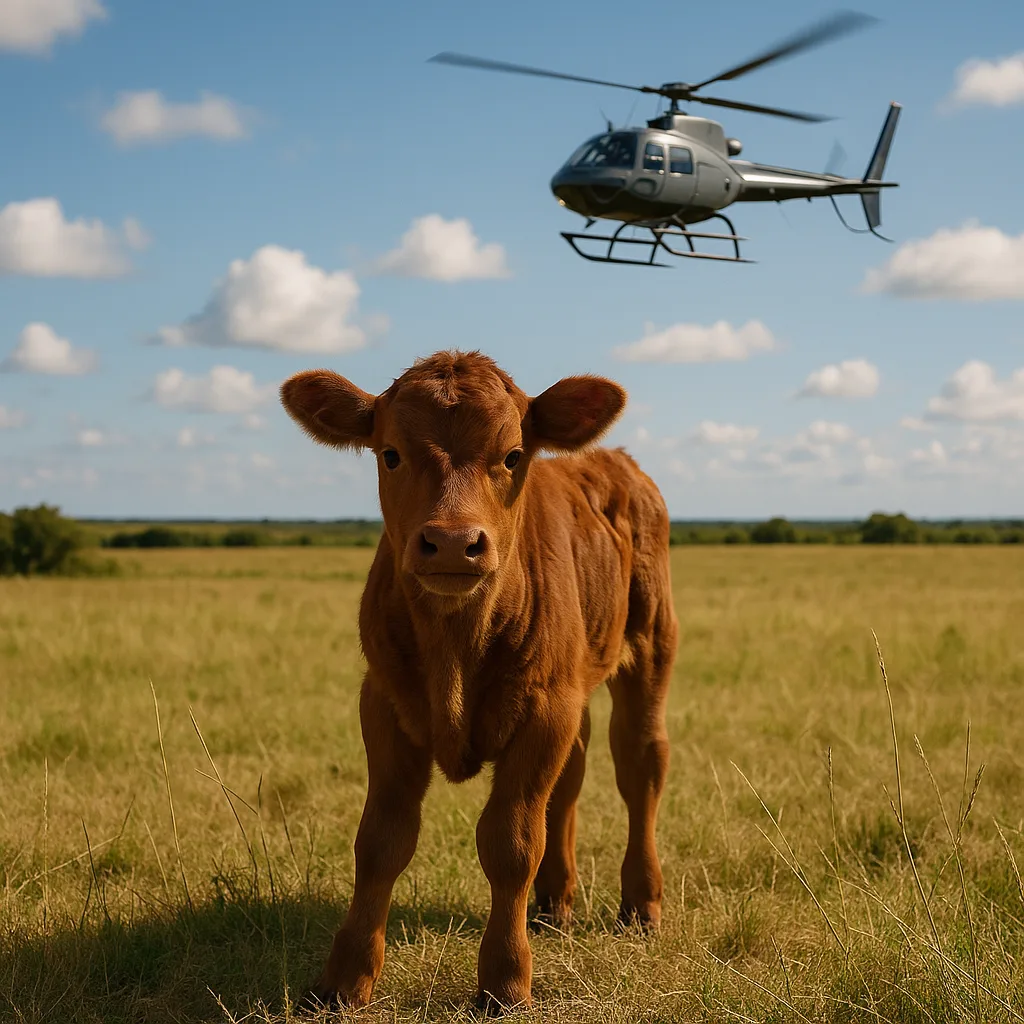 Young Cow Standing in a Grassy Field