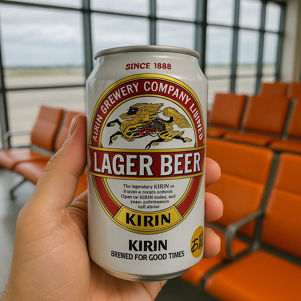 Can of Kirin Lager Beer Held in Front