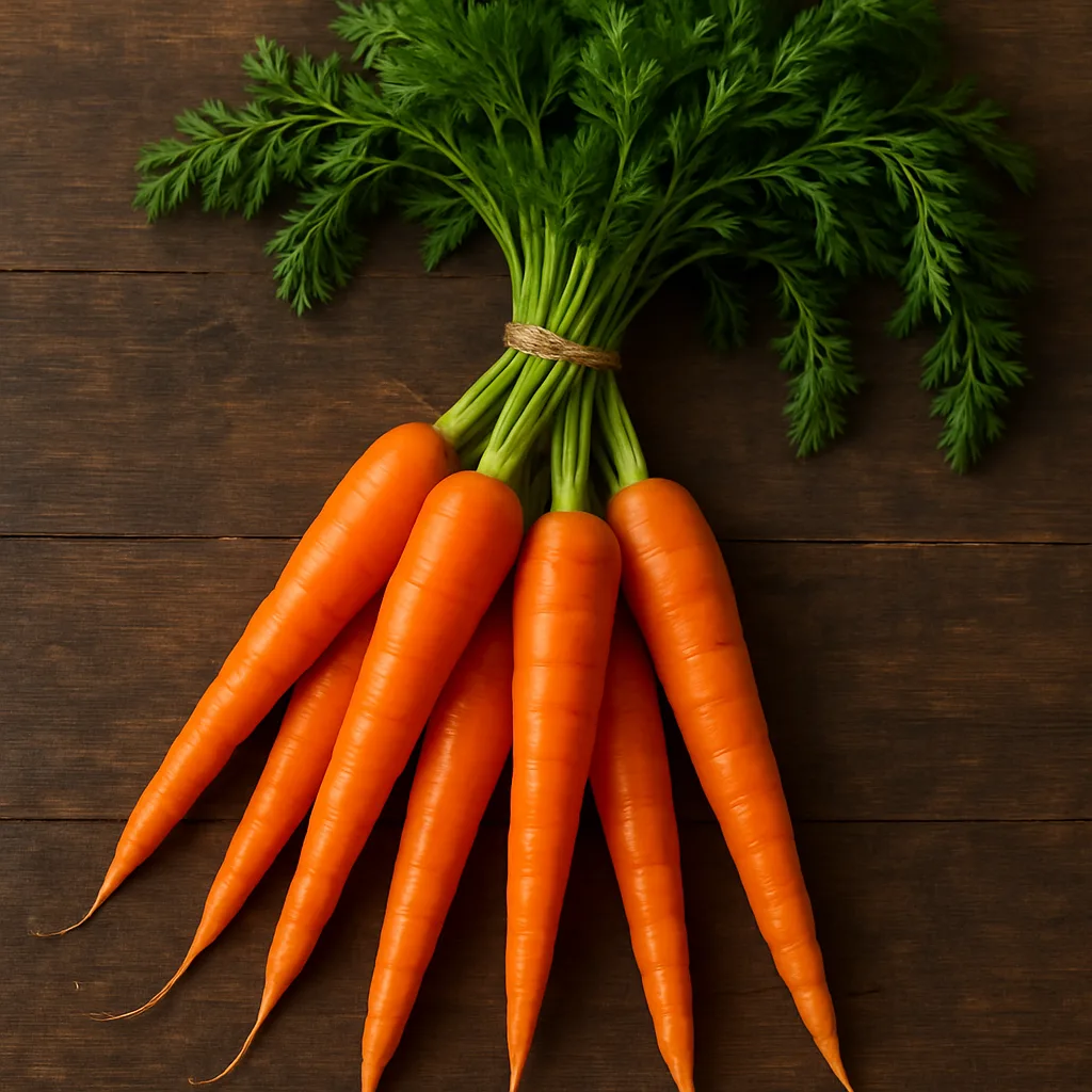 Group of Bright Orange Carrots with Lush Green Leaves